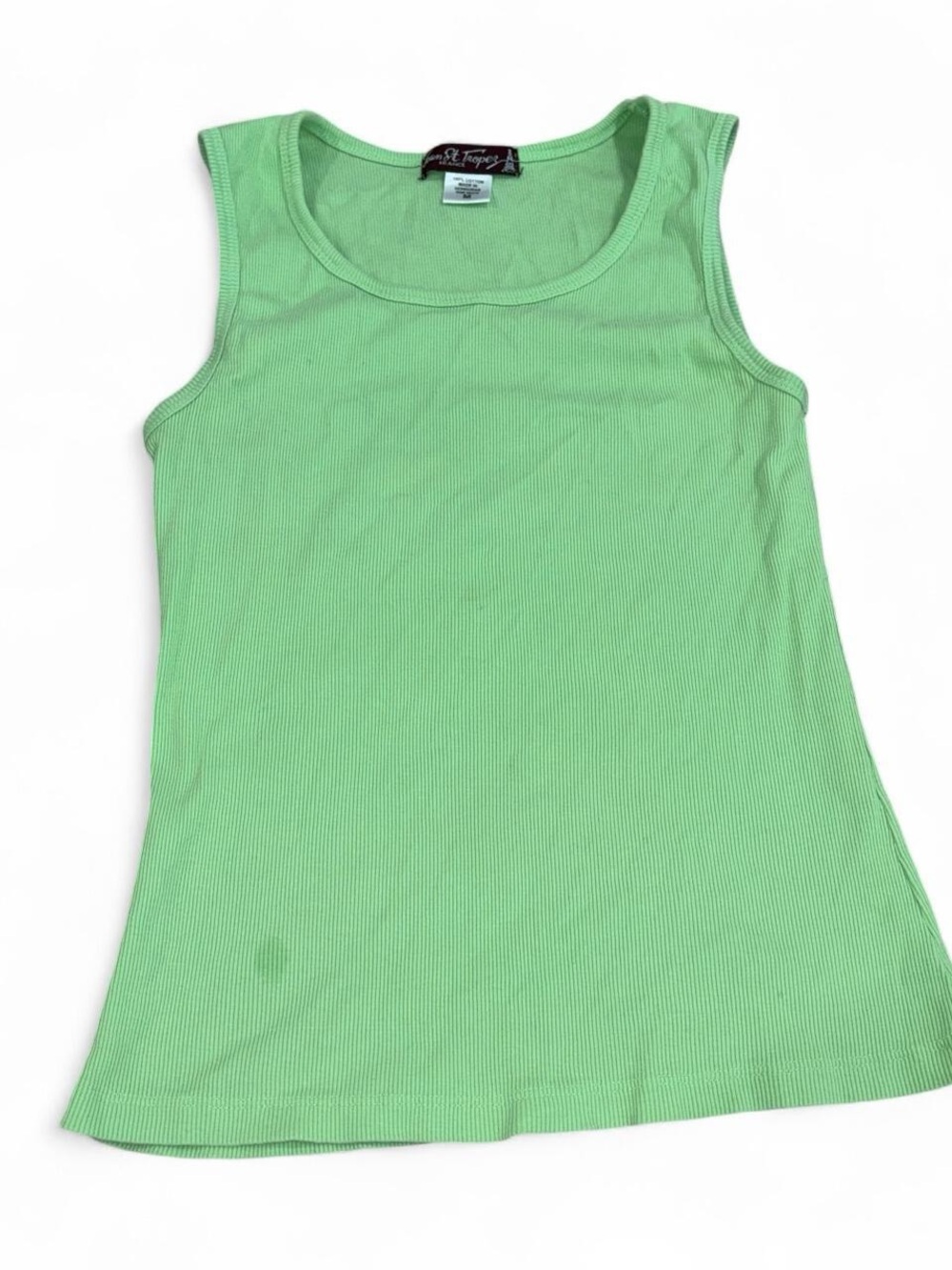 St. Tropez Green Ribbed Tank Top